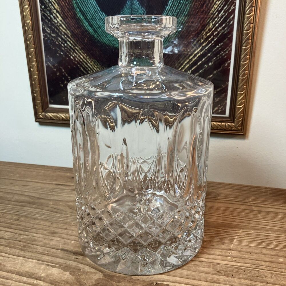 Diamond Cut Glass Decanter no Stopper Vintage